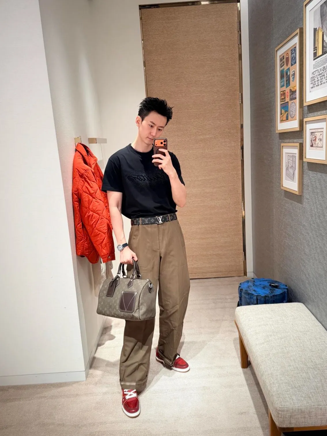 Louis Vuitton/Louis Vuitton Iron-On Letter Short Sleeve